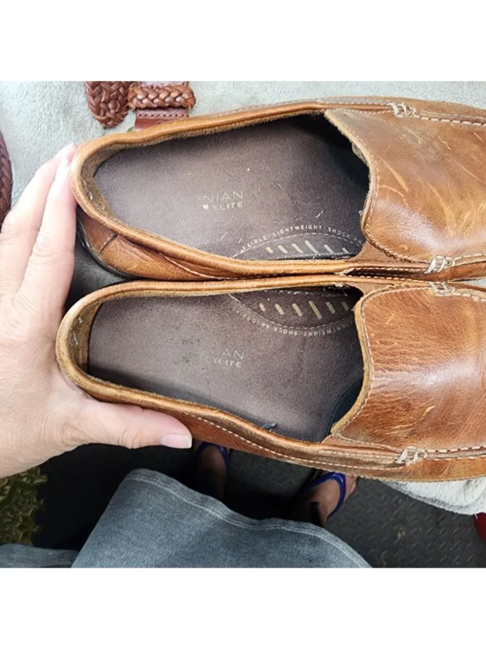 Rockport Shoes Mens Size 12 Brown Leather Slip On Driving Mocassin *Read*